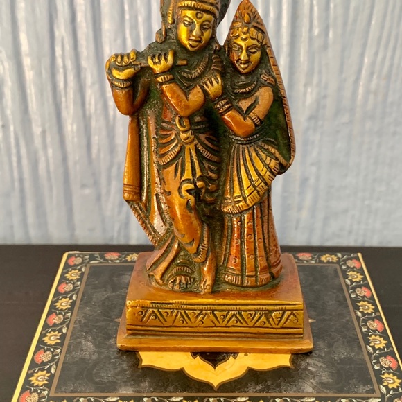 Rhada-Krishna Brass Figurine Statue - Picture 7 of 9